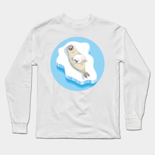 Cute seals family cartoon character design. vector Illustration. Long Sleeve T-Shirt